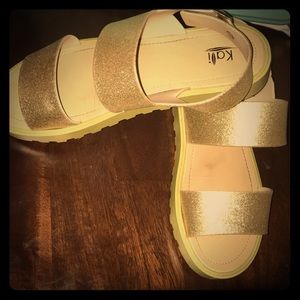 Gold Glitter Sandals Size 10